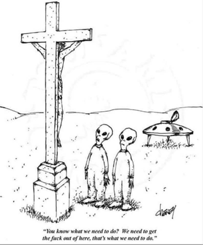 Alien UFO Jesus Kreuzigung