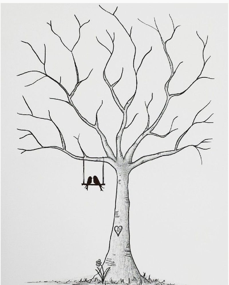 Дерево для срисовки легко
