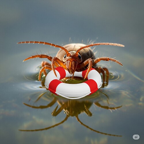 Raubmilbe mit Rettungsring