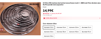 Screenshot 2025-10-01 at 11-15-24 10-50cm 304 stainless steel net test sieves Screen mesh 1 - 2400 mesh filter vibration sieve the fine powder sieve separation - AliExpress