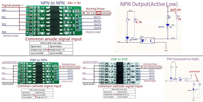 PC817 module 24to5v NPNvsPNP