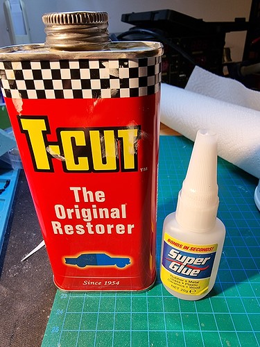Superglue and restoring paste to make gloss finish