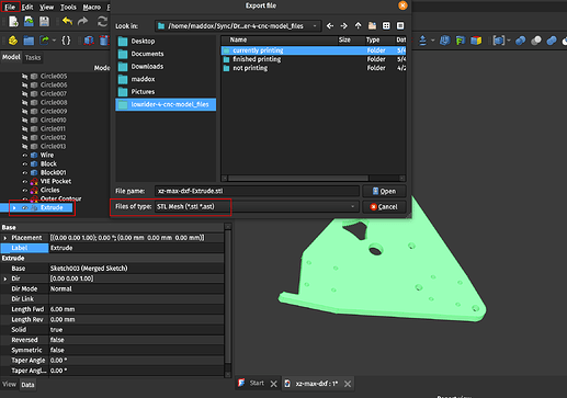 Exporting the part to STL