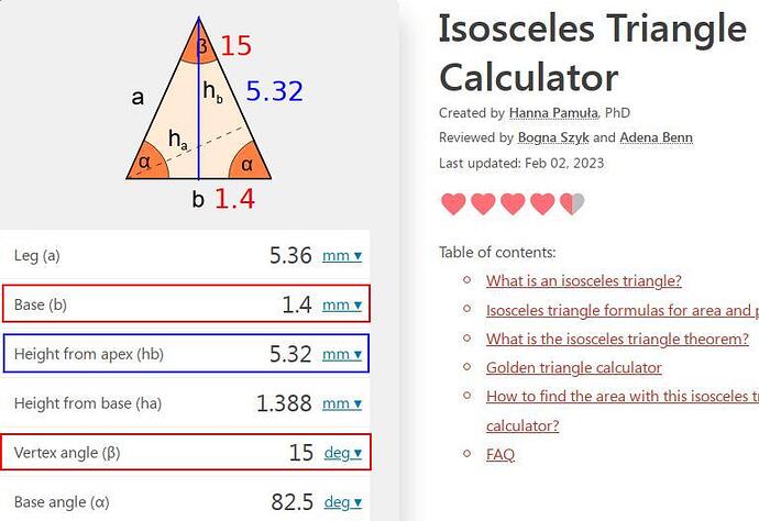 Isosceles Triangle Calculator mu