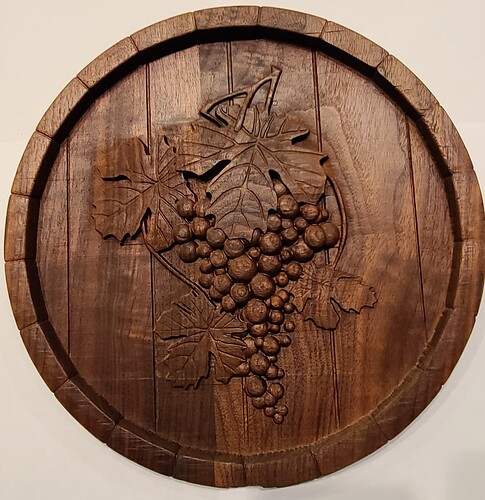 Grapes on barrel carving