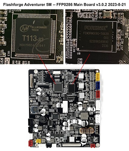 Flashforge Adventurer 5M FFP0286 Main Board v3.0.2 2023-8-21 w labels