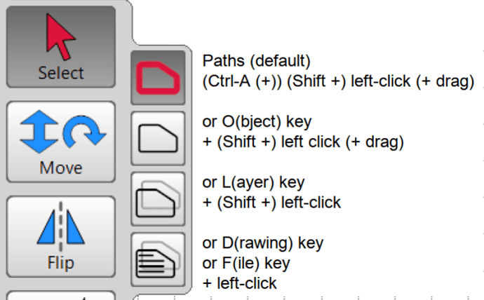 select tool options