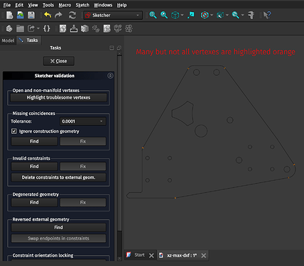Many troublesome vertexes in the contour