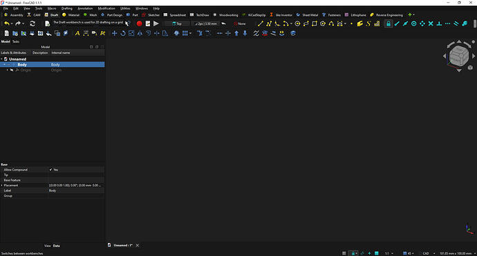 Switch to the Draft workbench