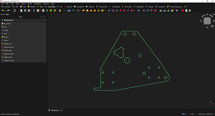 Switch back to the Part Design workbench
