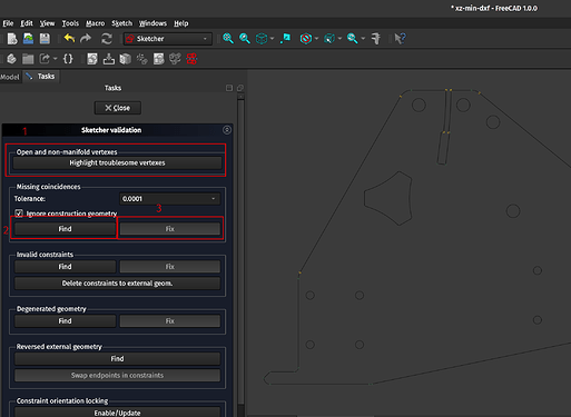 Troublesome vertexes in the outer contour