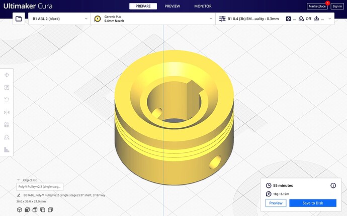 02 Cura, 12 walls, 100% infill, Screen Shot 2023-06-22 at 9.11.52 AM