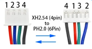 XH2.54 (4 pin) to PH2.0 (6 pin)
