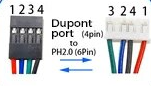 dupont 2.54 (4 pin) to PH2.0 (6 pin)
